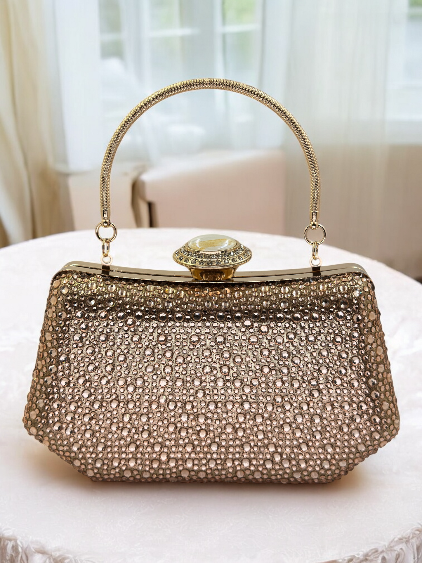 Lüks Kristal ve İnci Gece Çantası Clutch