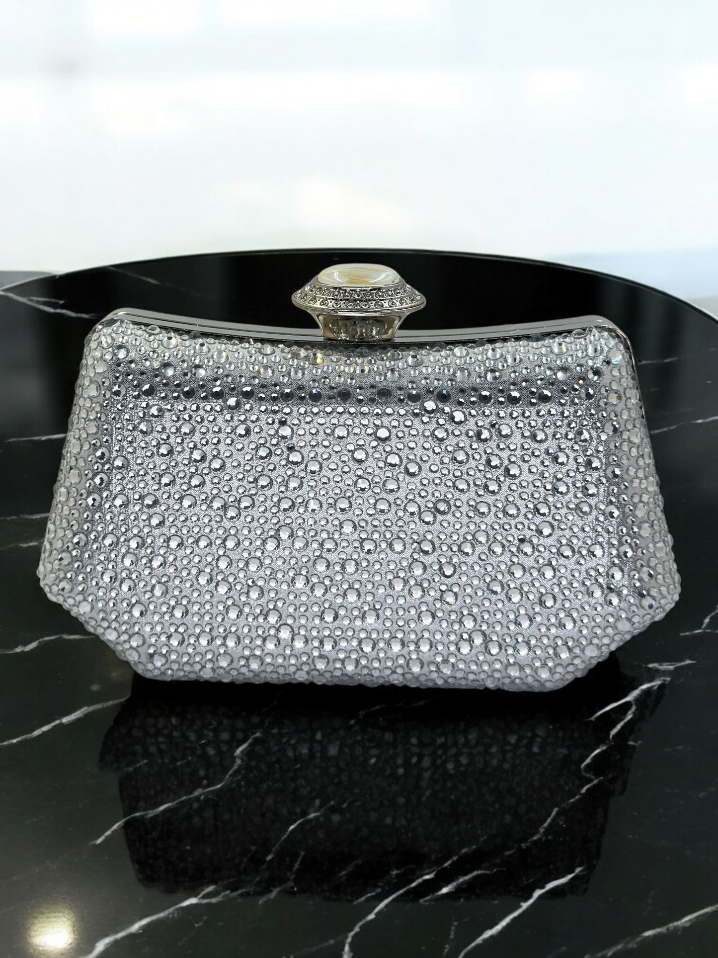 Lüks Kristal ve İnci Gece Çantası Clutch