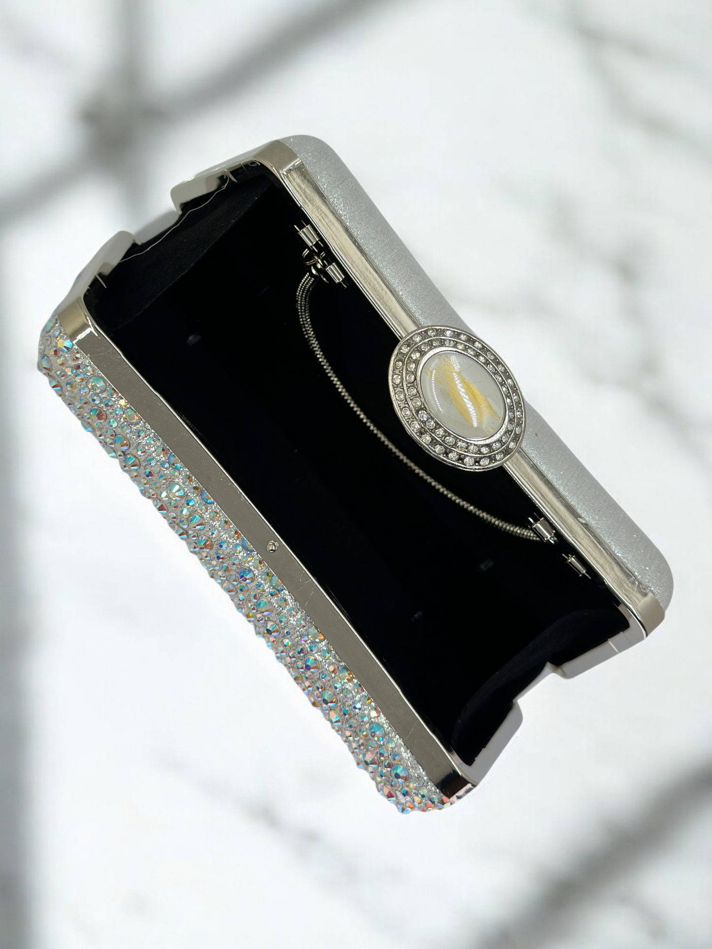 Lüks Kristal ve İnci Gece Çantası Clutch