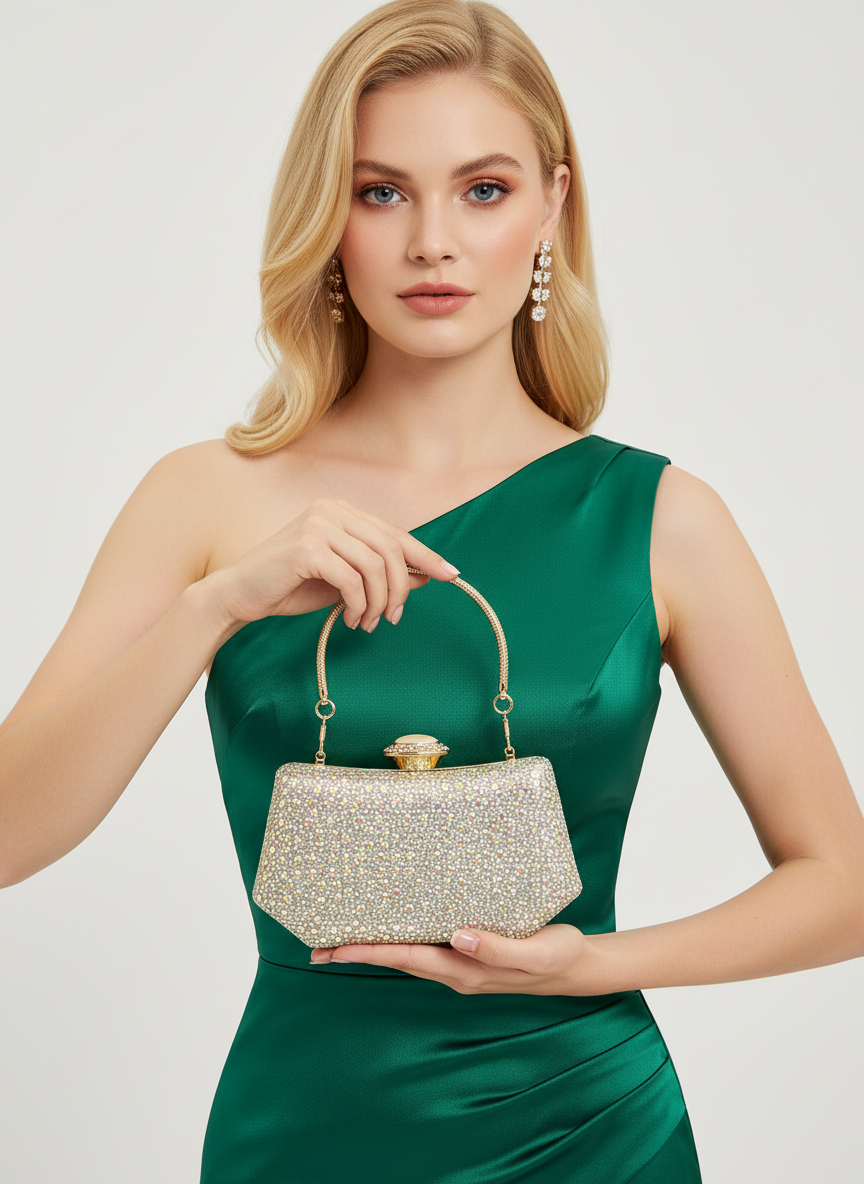 Lüks Kristal İnci Detaylı Abiye Çanta | Düğün Nişan Clutch