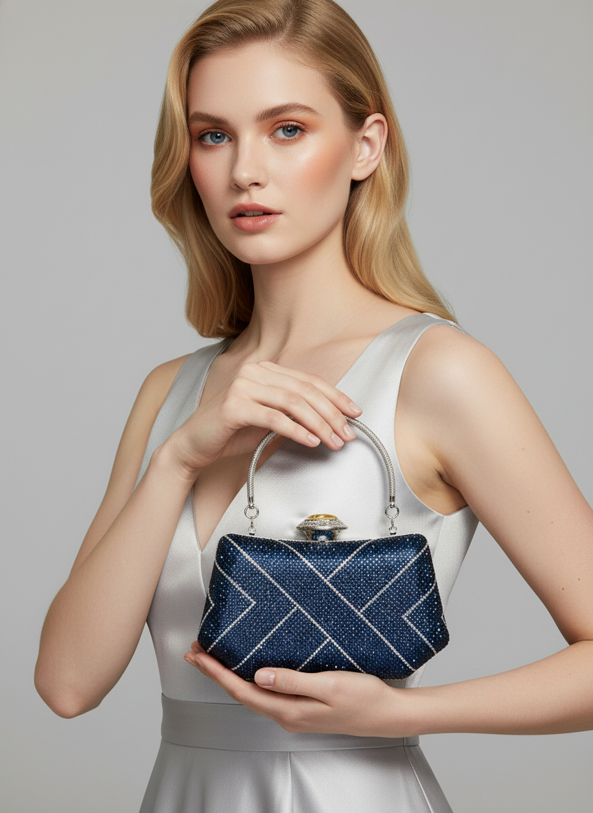Lüks Kristal İnci Detaylı Abiye Çanta | Düğün ve Gece Clutch