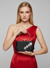 Siyah Saten Kristal Taşlı Lüks Abiye Çanta | Gece ve Düğün Clutch