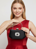 Siyah Saten Kristal Taşlı Lüks Abiye Çanta | Gece ve Düğün Clutch