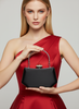 Siyah Saten Kristal Taşlı Lüks Abiye Çanta | Gece ve Düğün Clutch