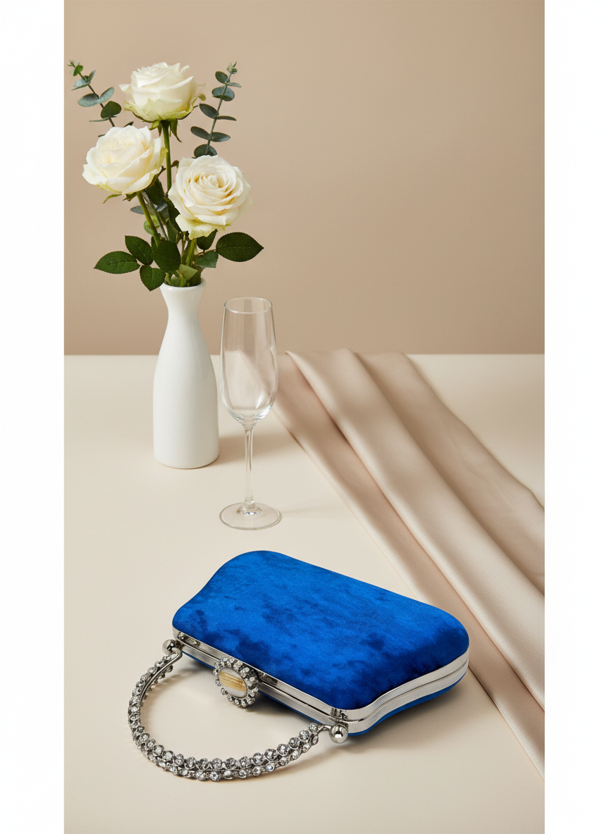 Lüks Kadife İnci İşlemeli Abiye Çanta | Gece ve Düğün Çantası