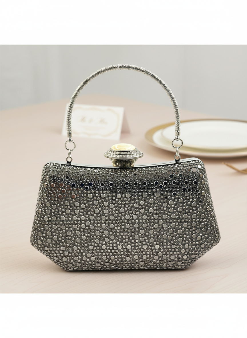 Lüks Kristal İnci Detaylı Abiye Çanta | Düğün Nişan Clutch