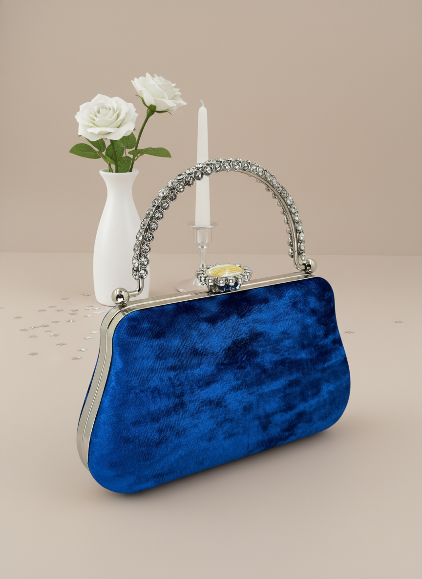 Lüks Kadife İnci İşlemeli Abiye Çanta | Gece ve Düğün Çantası