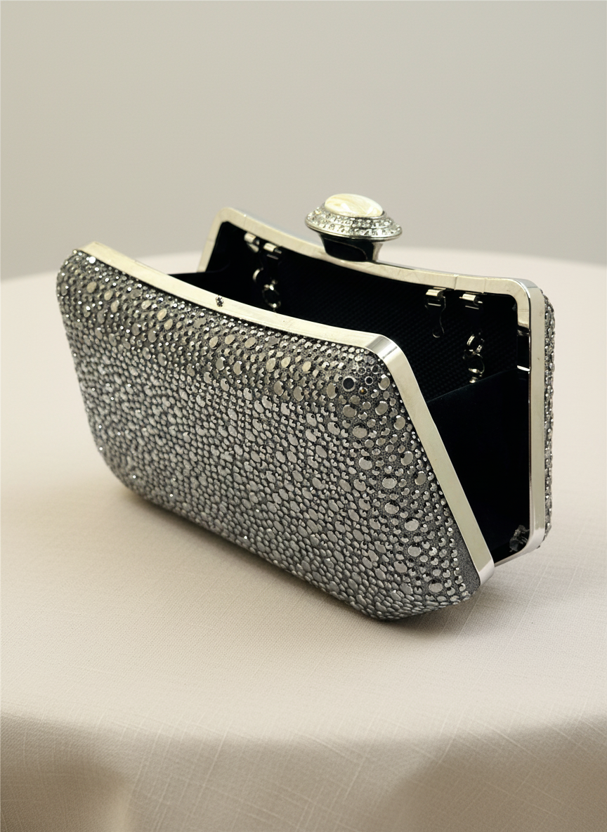 Lüks Kristal İnci Detaylı Abiye Çanta | Düğün Nişan Clutch