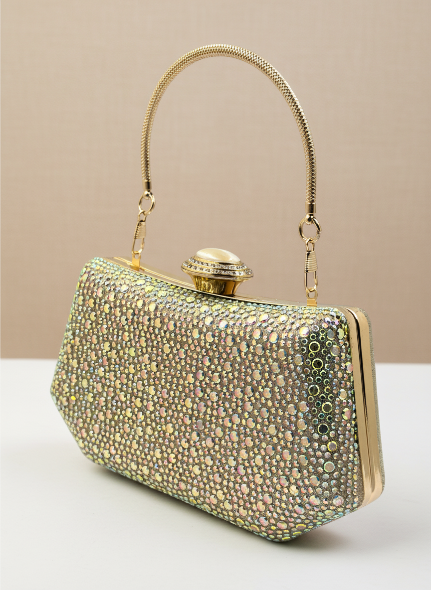 Lüks Kristal İnci Detaylı Abiye Çanta | Düğün Nişan Clutch