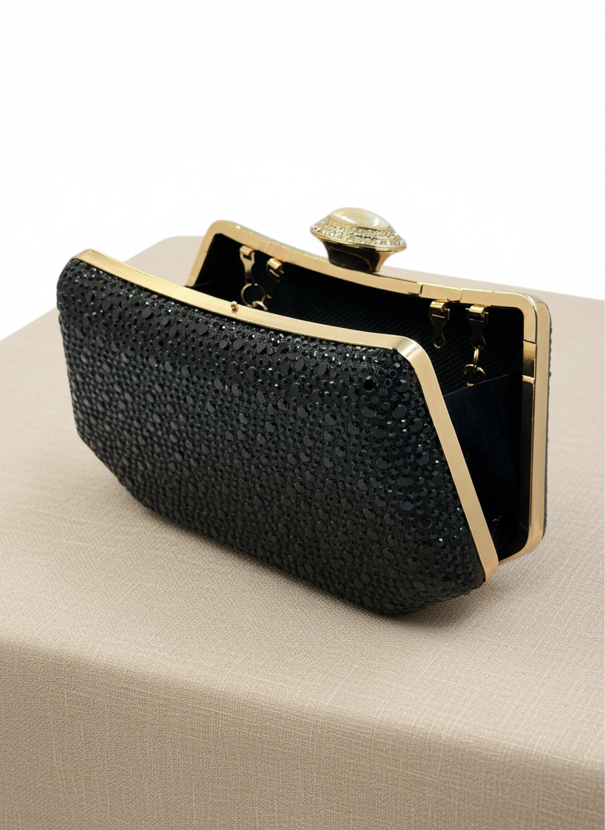 Lüks Kristal İnci Detaylı Abiye Çanta | Düğün Nişan Clutch