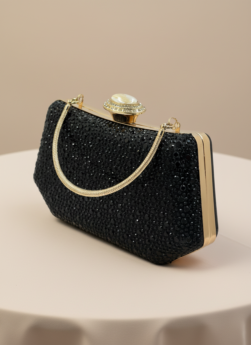 Lüks Kristal İnci Detaylı Abiye Çanta | Düğün Nişan Clutch