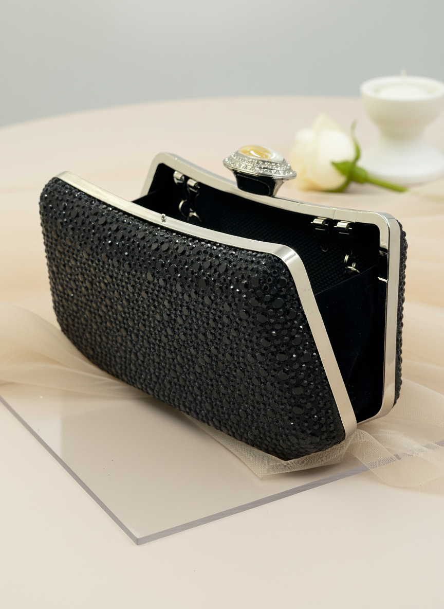 Lüks Kristal İnci Detaylı Abiye Çanta | Düğün Nişan Clutch