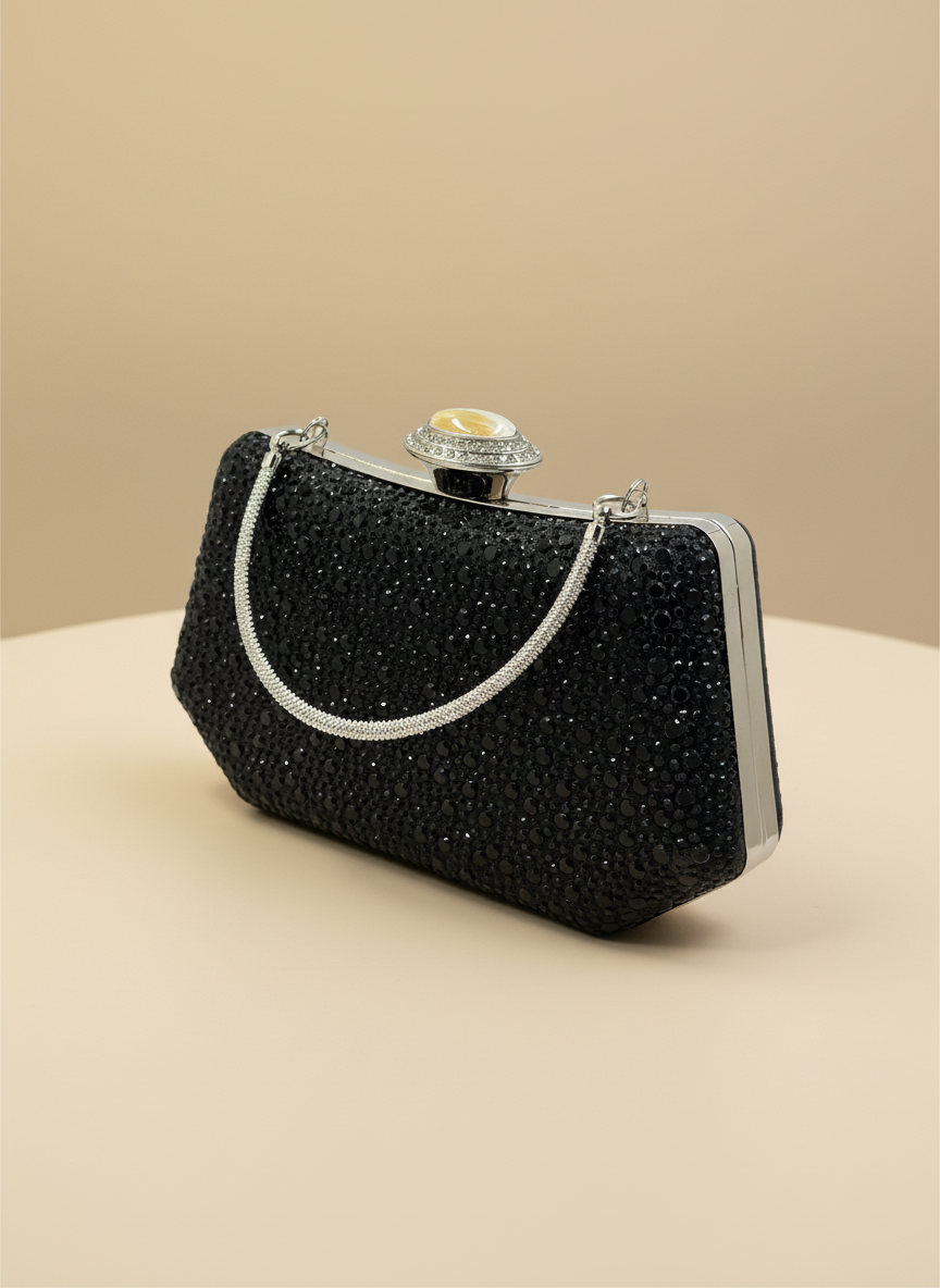 Lüks Kristal İnci Detaylı Abiye Çanta | Düğün Nişan Clutch