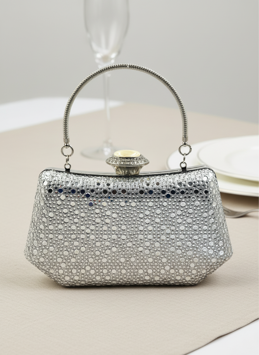 Lüks Kristal İnci Detaylı Abiye Çanta | Düğün Nişan Clutch