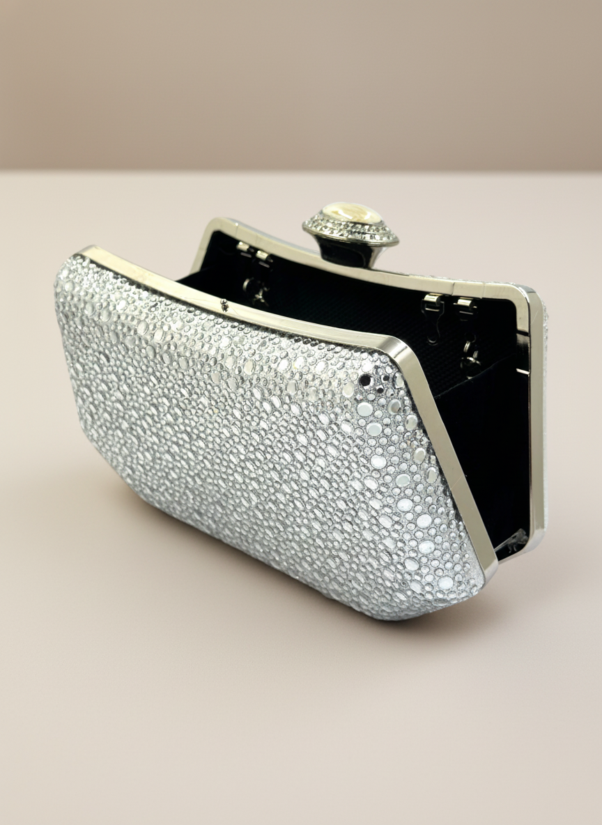 Lüks Kristal İnci Detaylı Abiye Çanta | Düğün Nişan Clutch