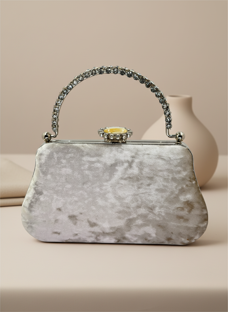 Lüks Kadife İnci İşlemeli Abiye Çanta | Gece ve Düğün Çantası