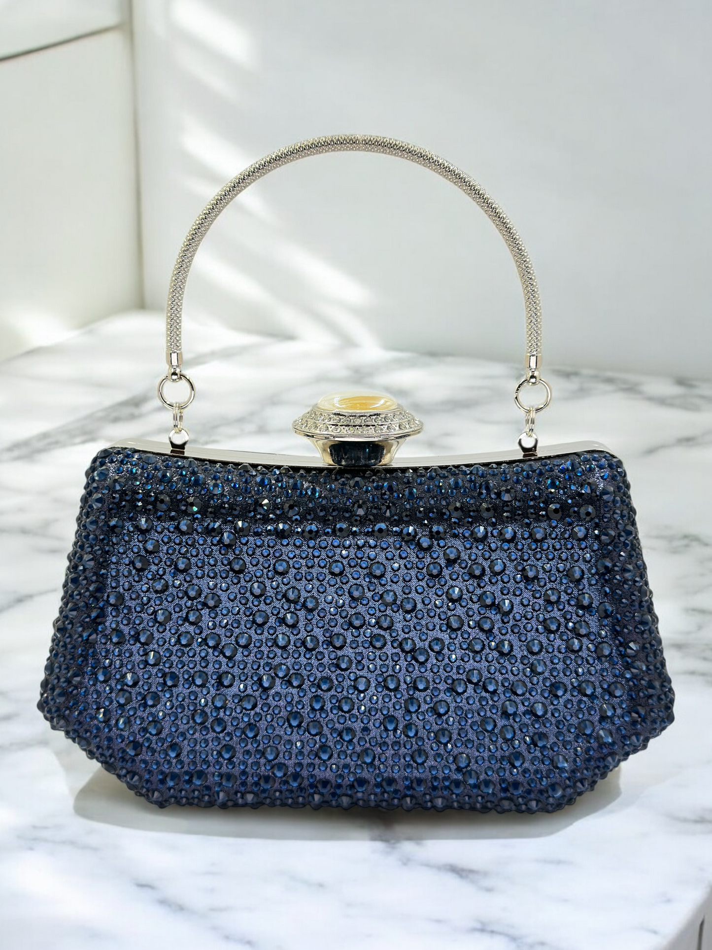 Lüks Kristal ve İnci Gece Çantası Clutch