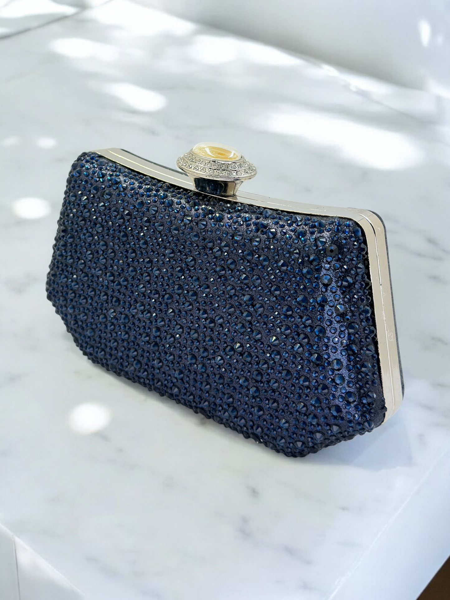 Lüks Kristal ve İnci Gece Çantası Clutch