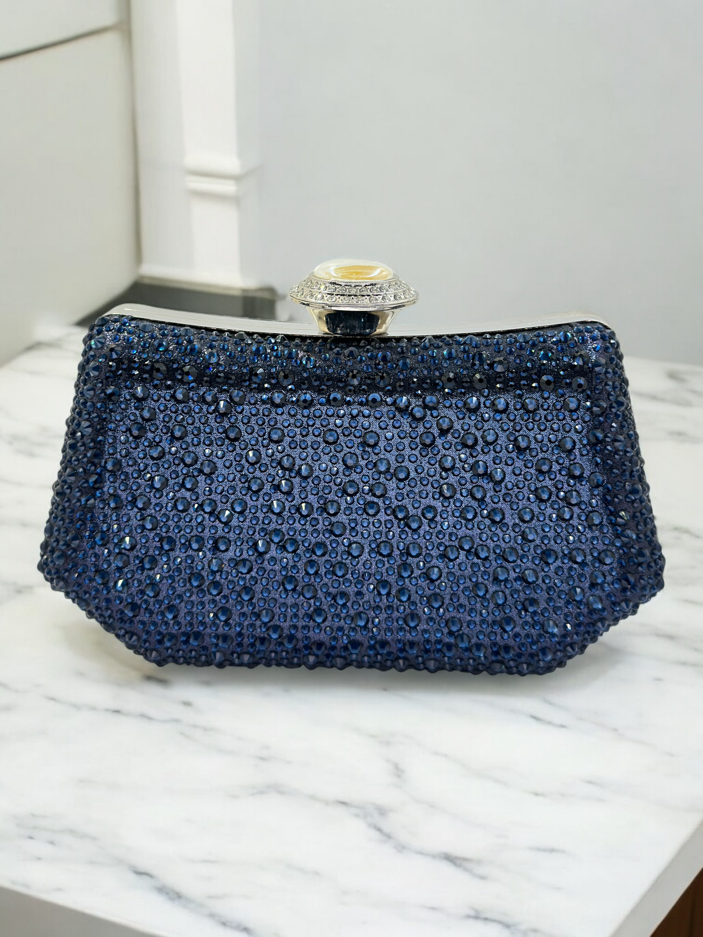 Lüks Kristal ve İnci Gece Çantası Clutch