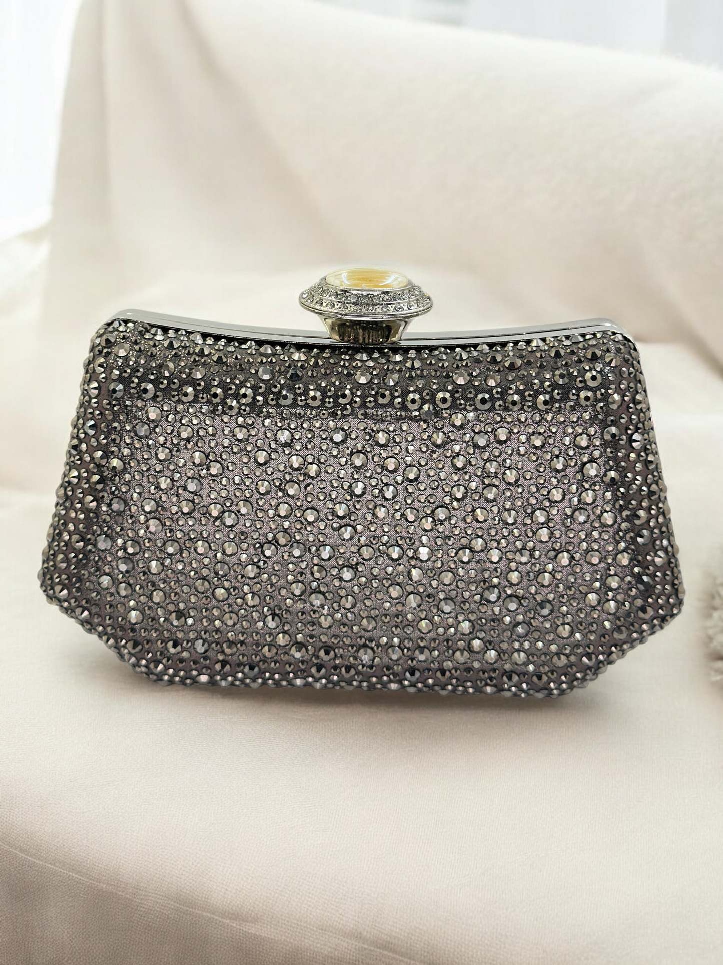 Lüks Kristal ve İnci Gece Çantası Clutch