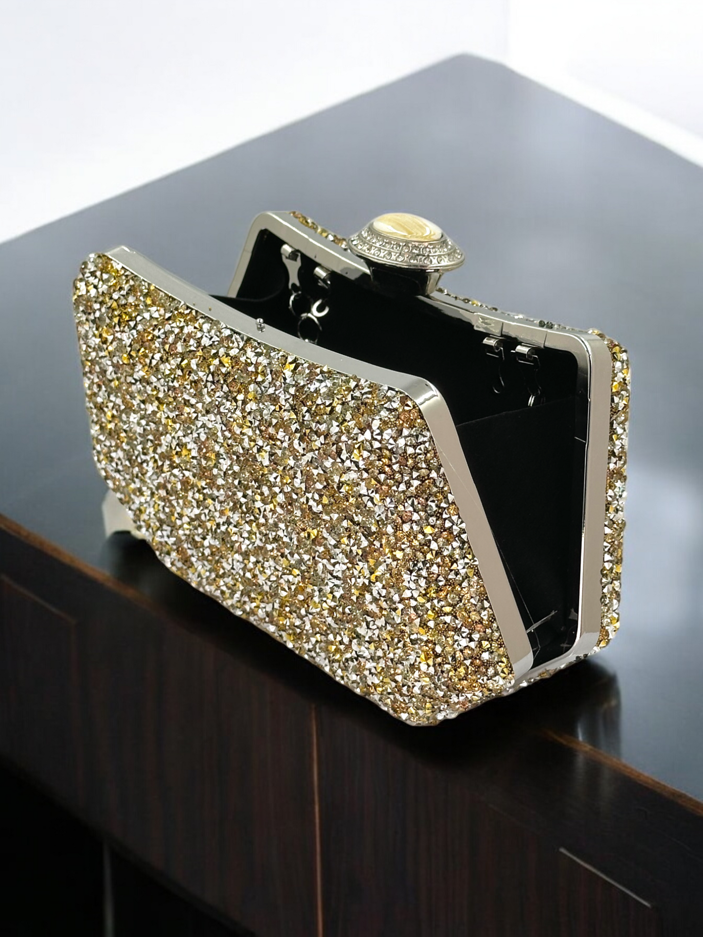 Konik Taşlı İncili Abiye Çanta - Lüks Gece ve Düğün Clutch