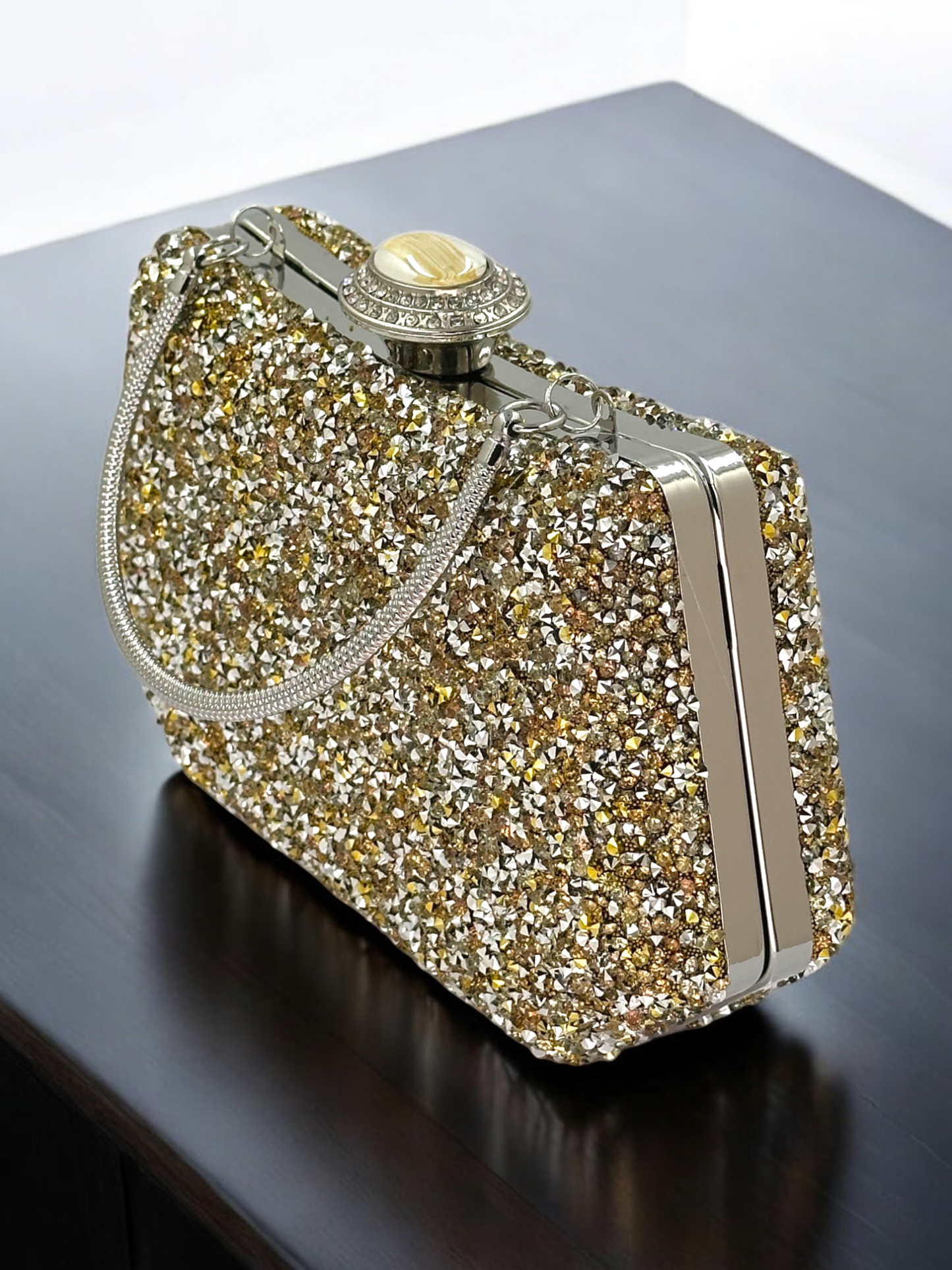 Konik Taşlı İncili Abiye Çanta - Lüks Gece ve Düğün Clutch