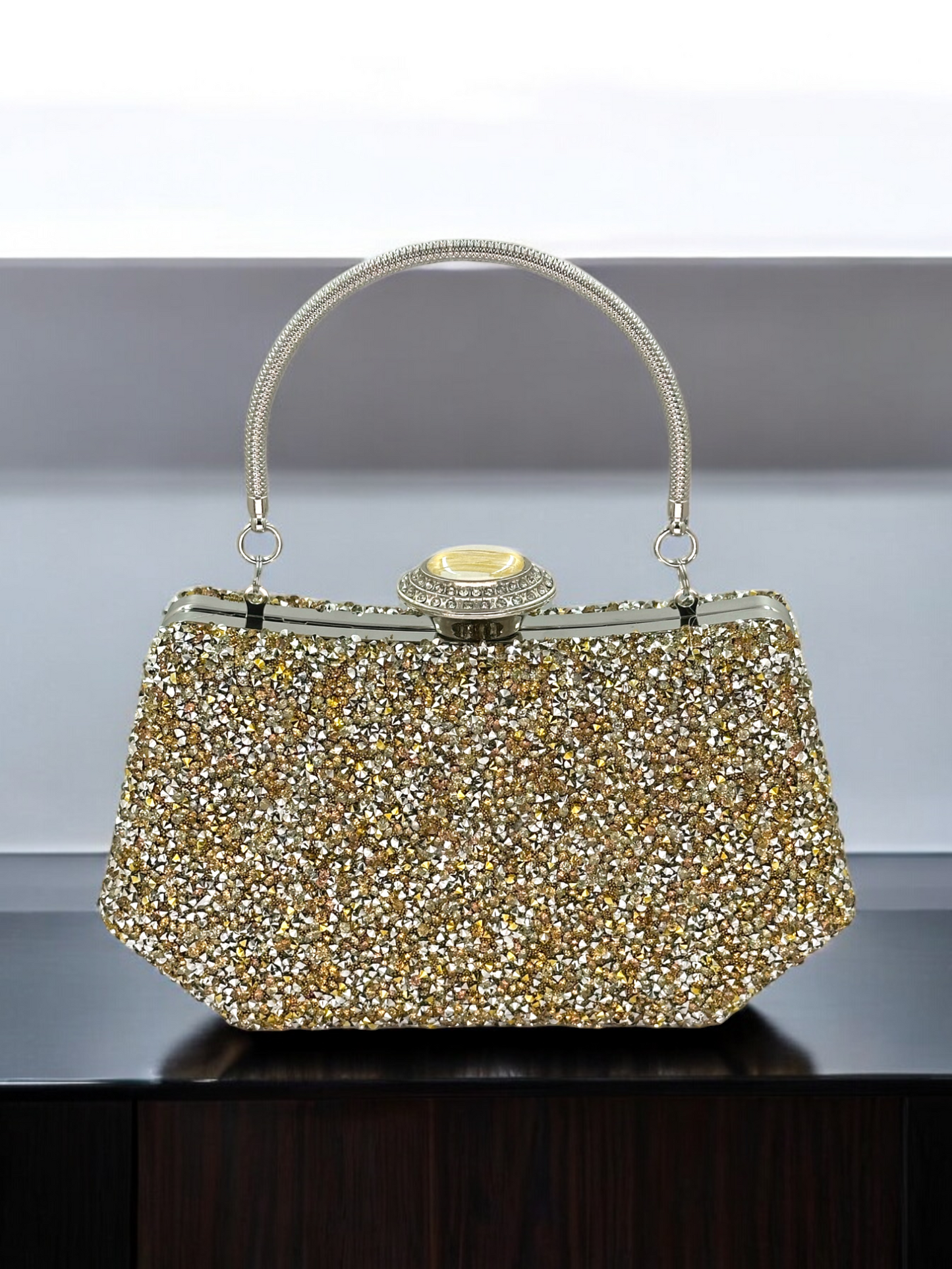 Konik Taşlı İncili Abiye Çanta - Lüks Gece ve Düğün Clutch