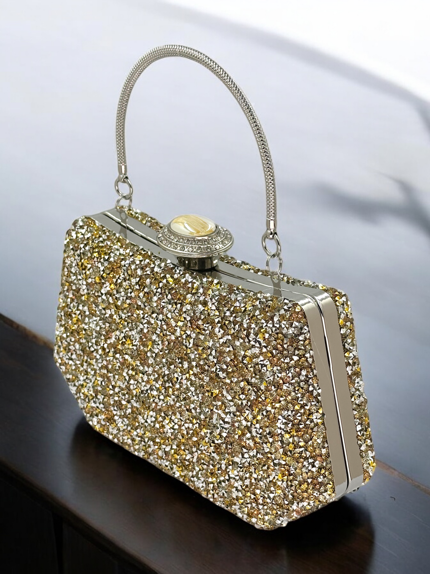 Konik Taşlı İncili Abiye Çanta - Lüks Gece ve Düğün Clutch