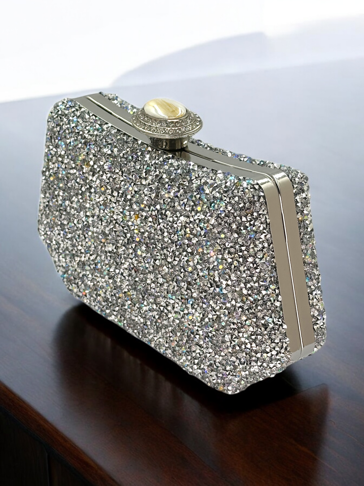 Konik Taşlı İncili Abiye Çanta - Lüks Gece ve Düğün Clutch