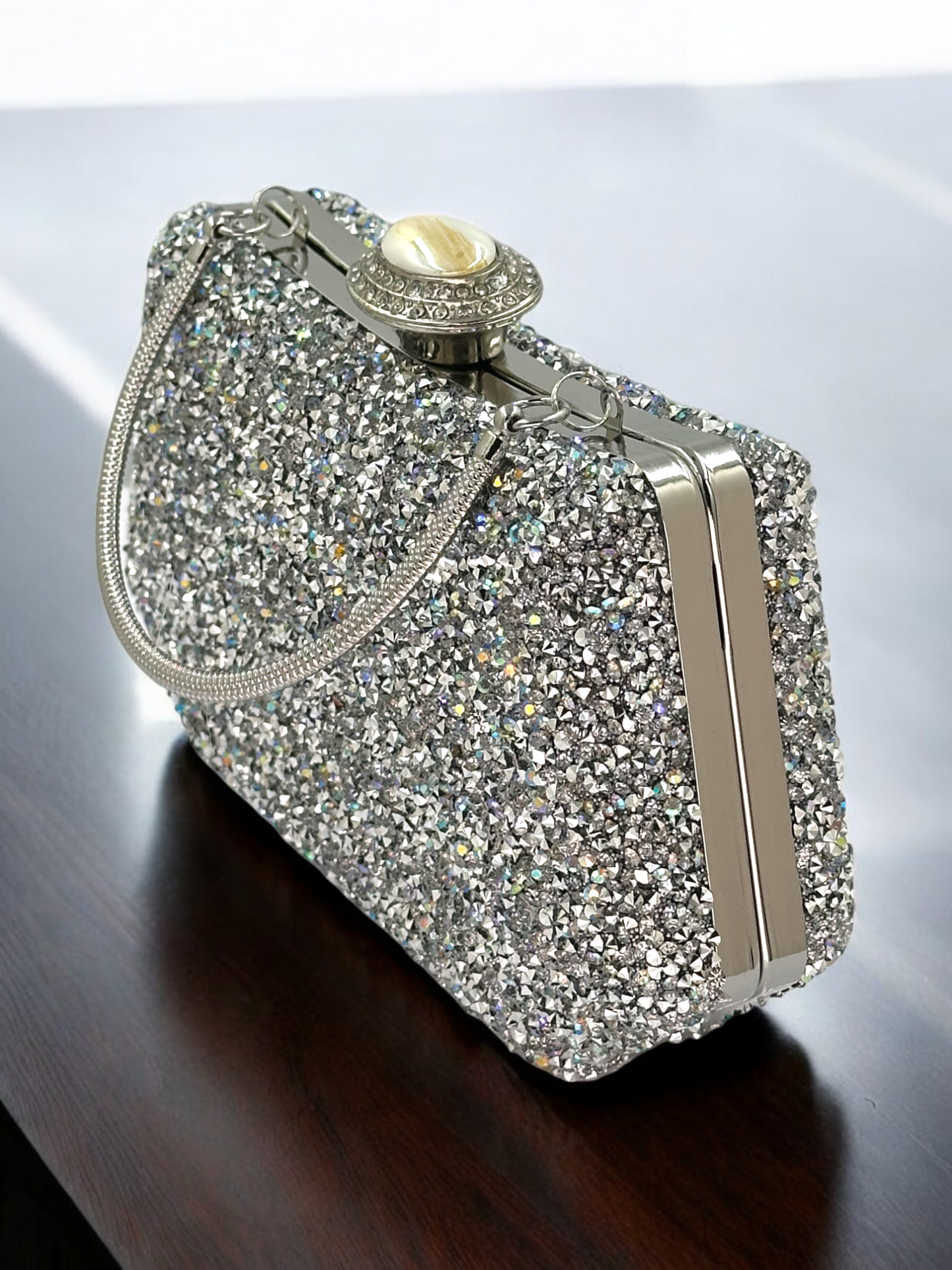 Konik Taşlı İncili Abiye Çanta - Lüks Gece ve Düğün Clutch