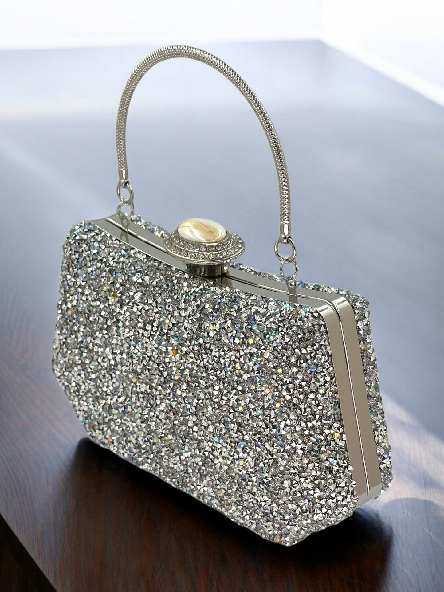 Konik Taşlı İncili Abiye Çanta - Lüks Gece ve Düğün Clutch