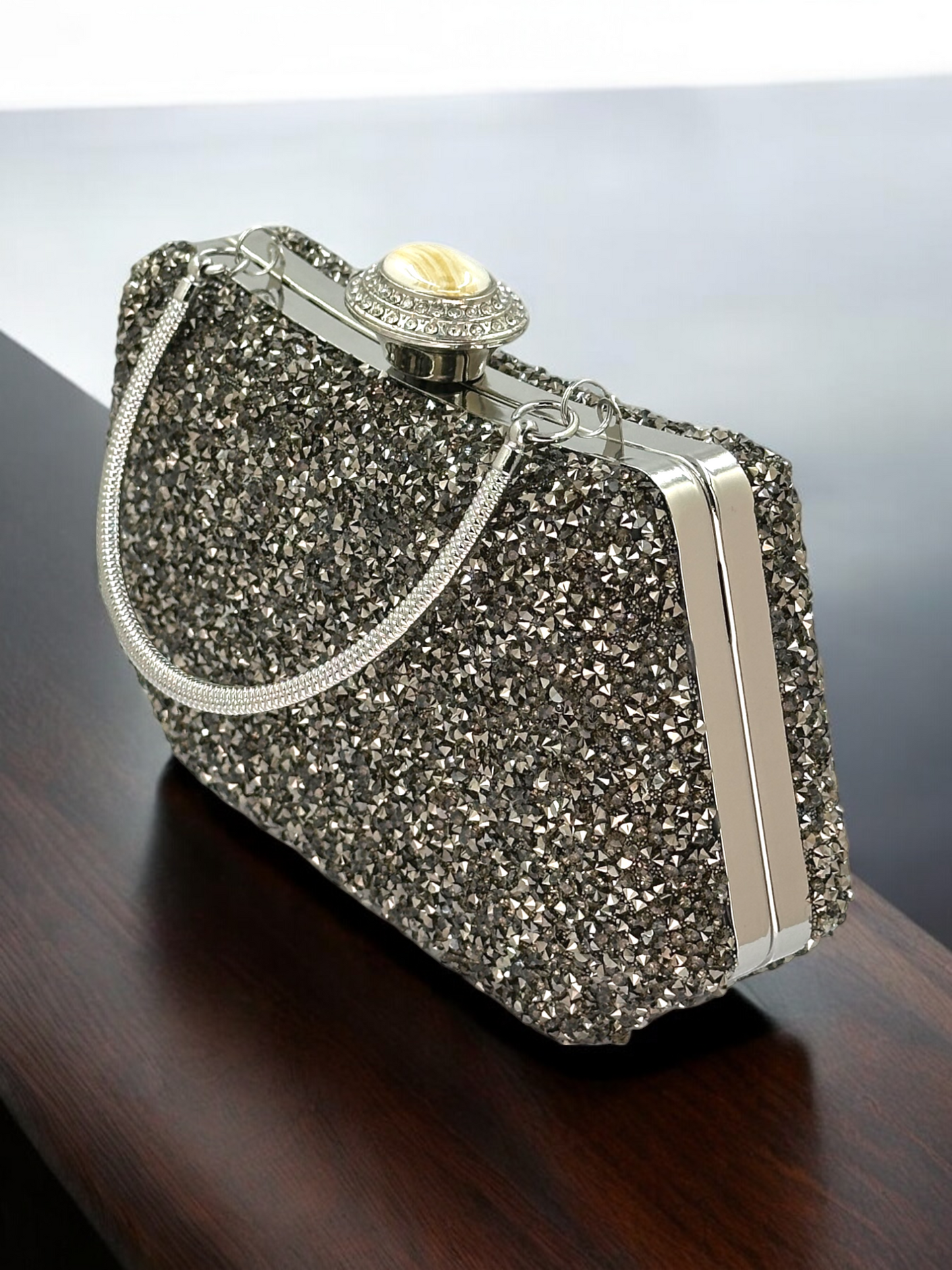 Konik Taşlı İncili Abiye Çanta - Lüks Gece ve Düğün Clutch