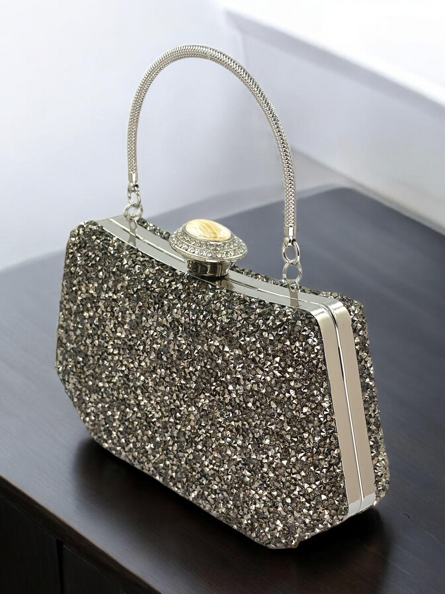 Konik Taşlı İncili Abiye Çanta - Lüks Gece ve Düğün Clutch