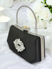 Siyah Saten Kristal Taşlı Lüks Abiye Çanta | Gece ve Düğün Clutch