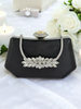Siyah Saten Kristal Taşlı Lüks Abiye Çanta | Gece ve Düğün Clutch