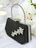 Siyah Saten Kristal Taşlı Lüks Abiye Çanta | Gece ve Düğün Clutch