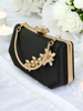 Siyah Saten Kristal Taşlı Lüks Abiye Çanta | Gece ve Düğün Clutch