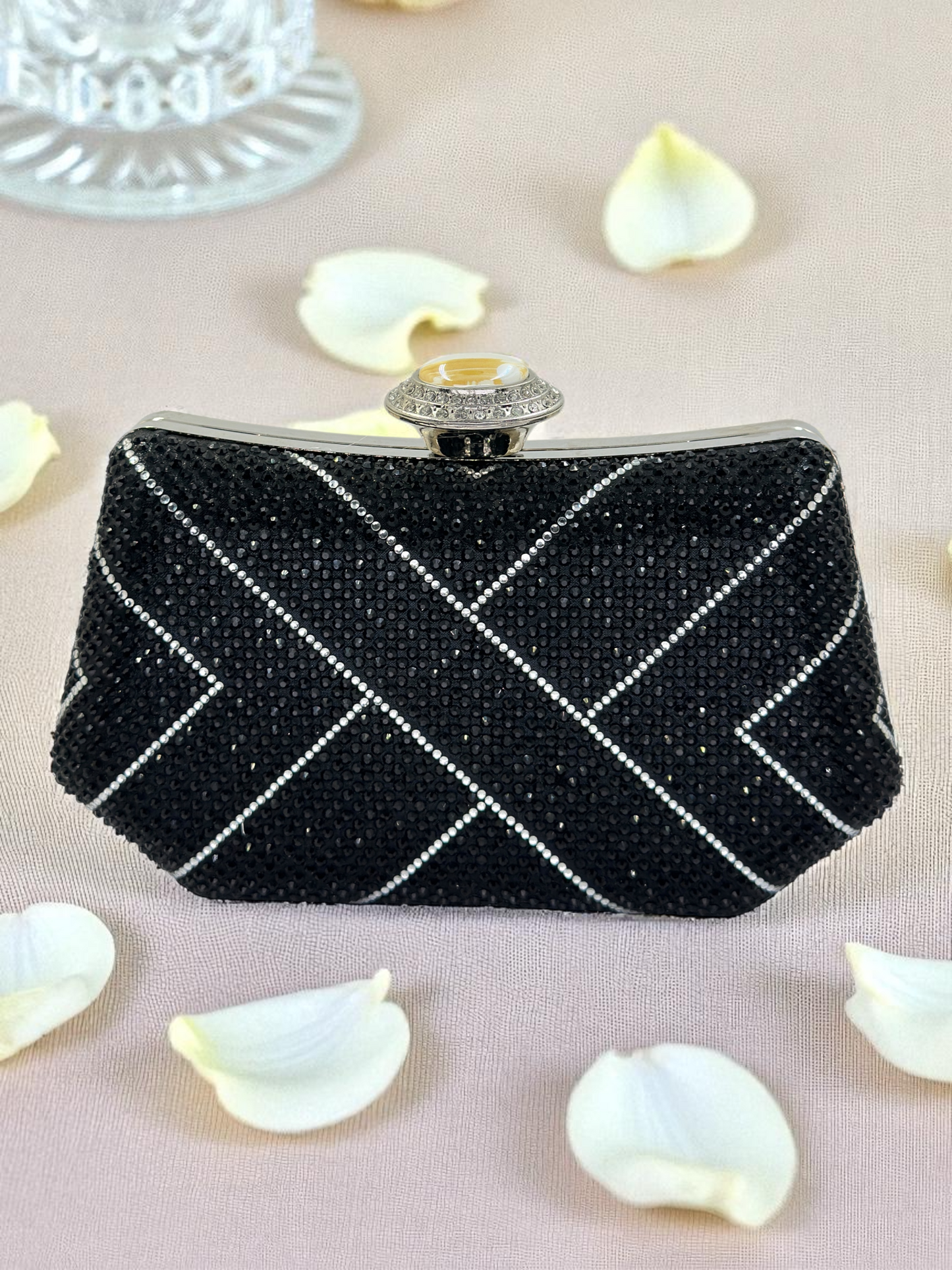 Lüks Kristal İnci Detaylı Abiye Çanta | Düğün ve Gece Clutch