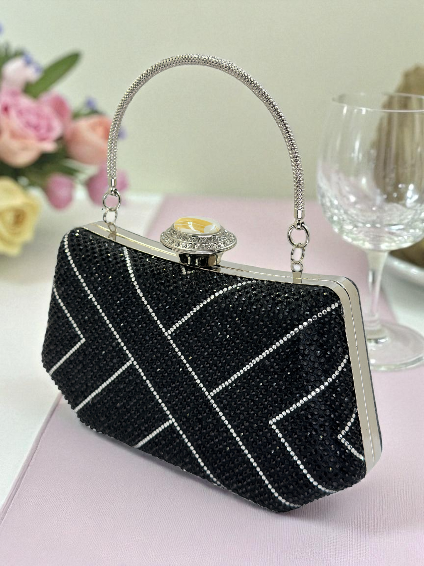 Lüks Kristal İnci Detaylı Abiye Çanta | Düğün ve Gece Clutch