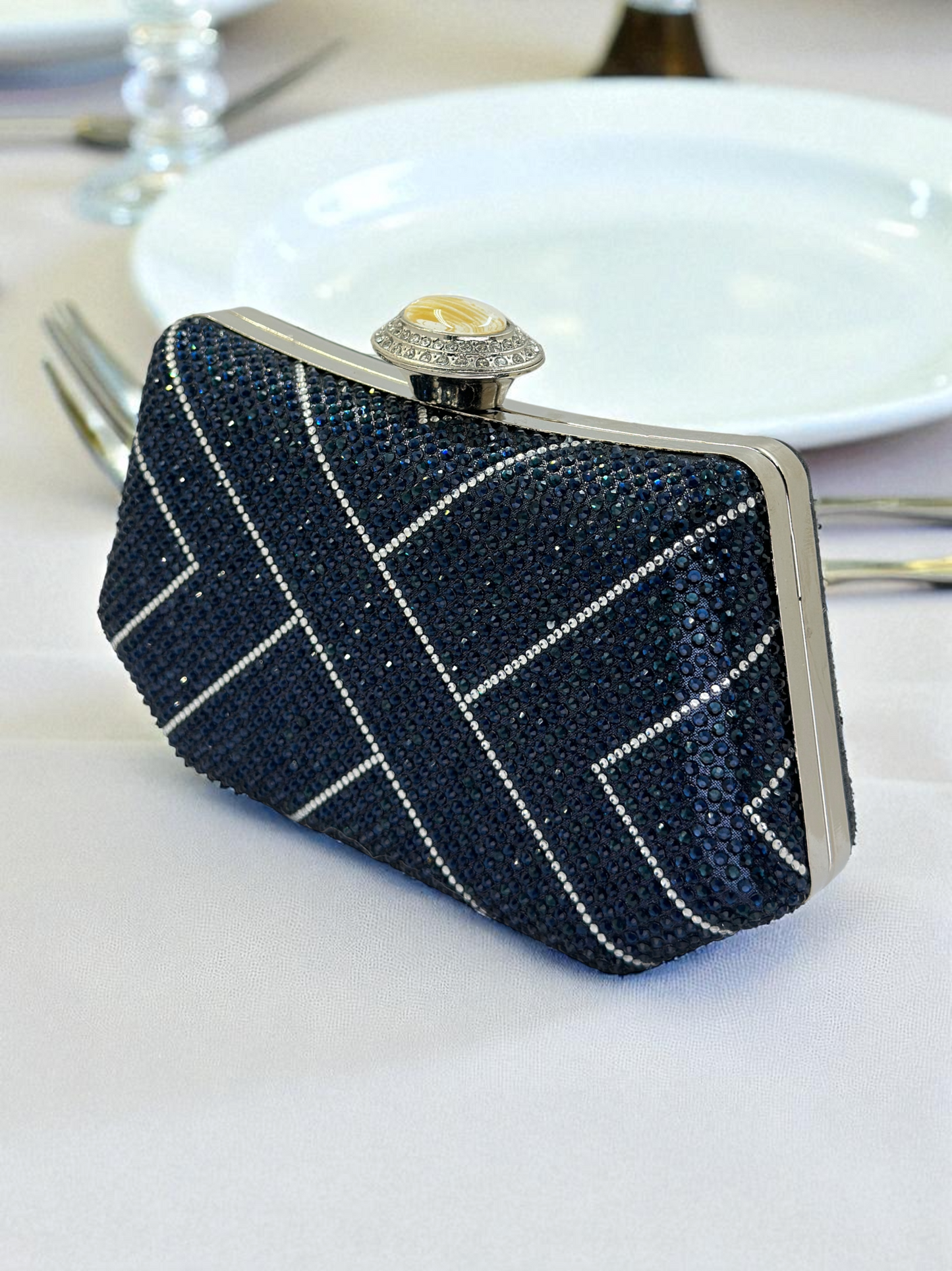 Lüks Kristal İnci Detaylı Abiye Çanta | Düğün ve Gece Clutch