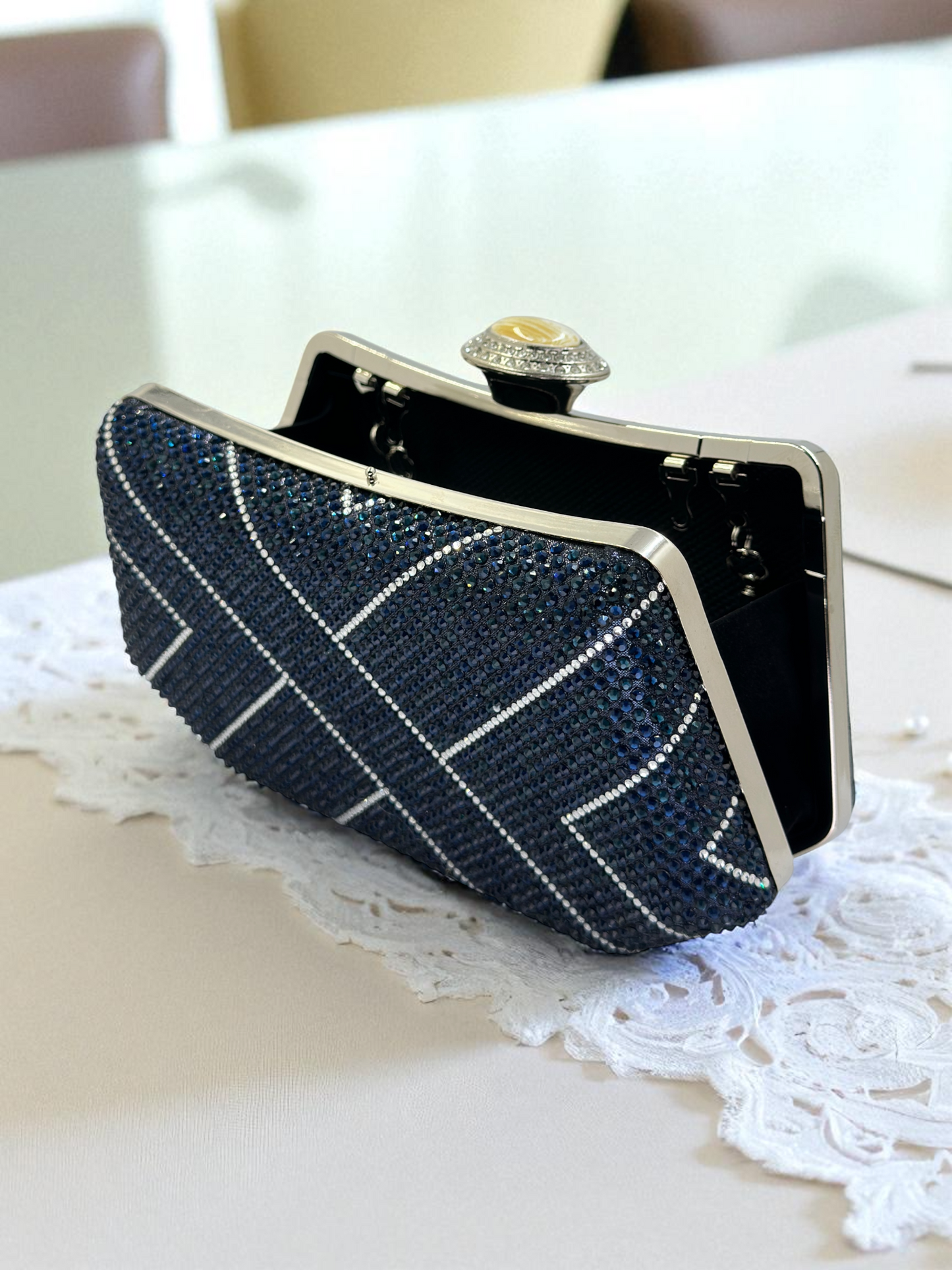 Lüks Kristal İnci Detaylı Abiye Çanta | Düğün ve Gece Clutch