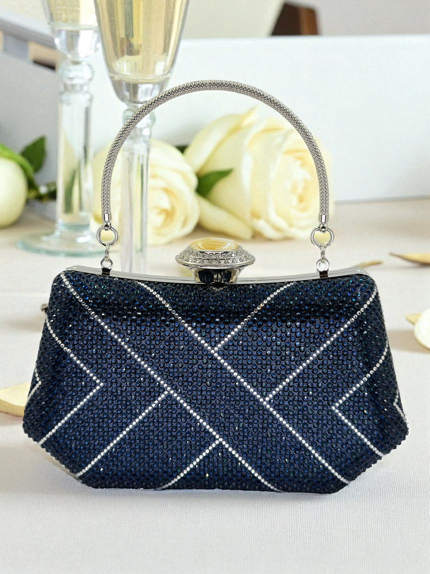Lüks Kristal İnci Detaylı Abiye Çanta | Düğün ve Gece Clutch