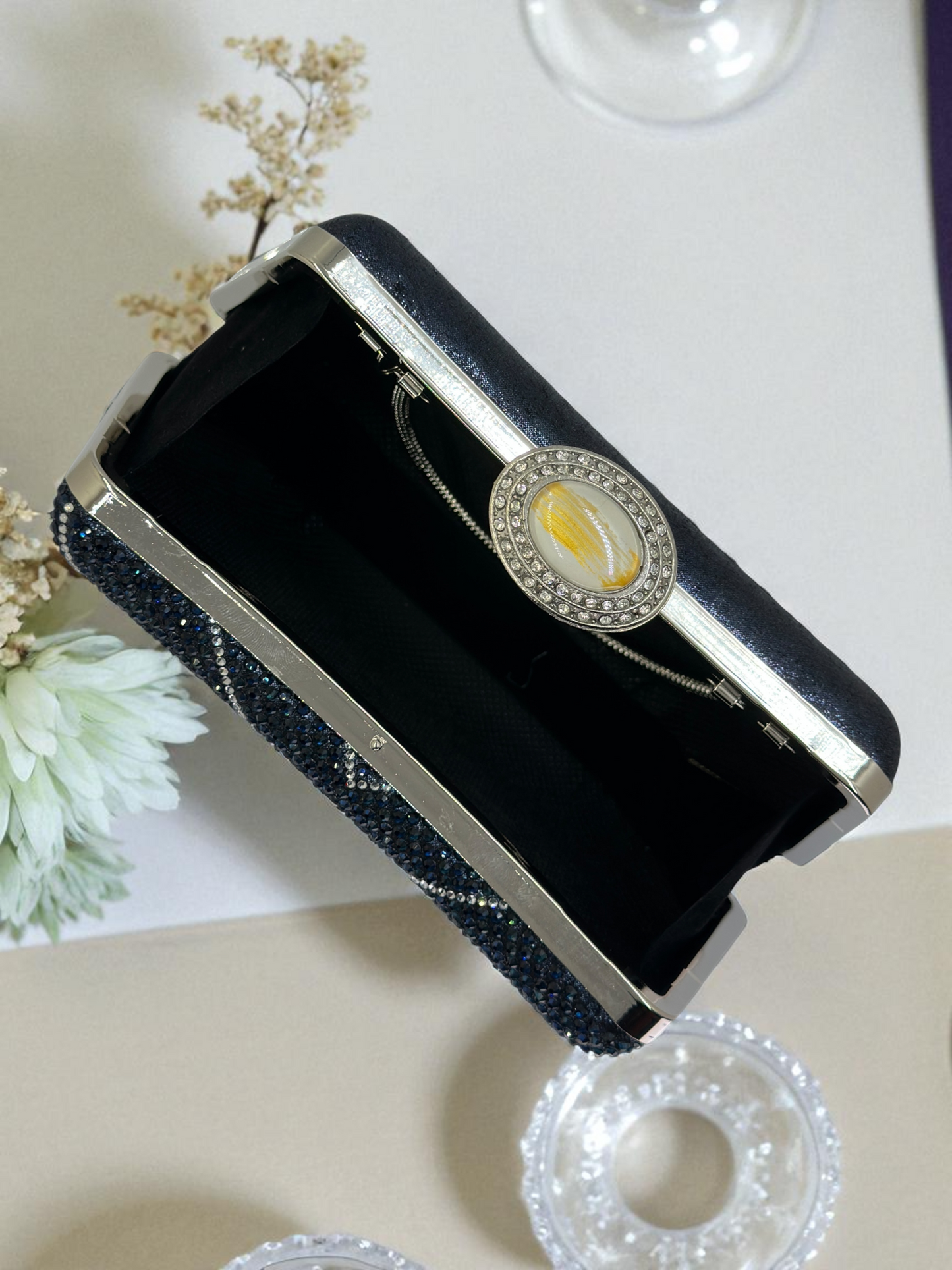 Lüks Kristal İnci Detaylı Abiye Çanta | Düğün ve Gece Clutch