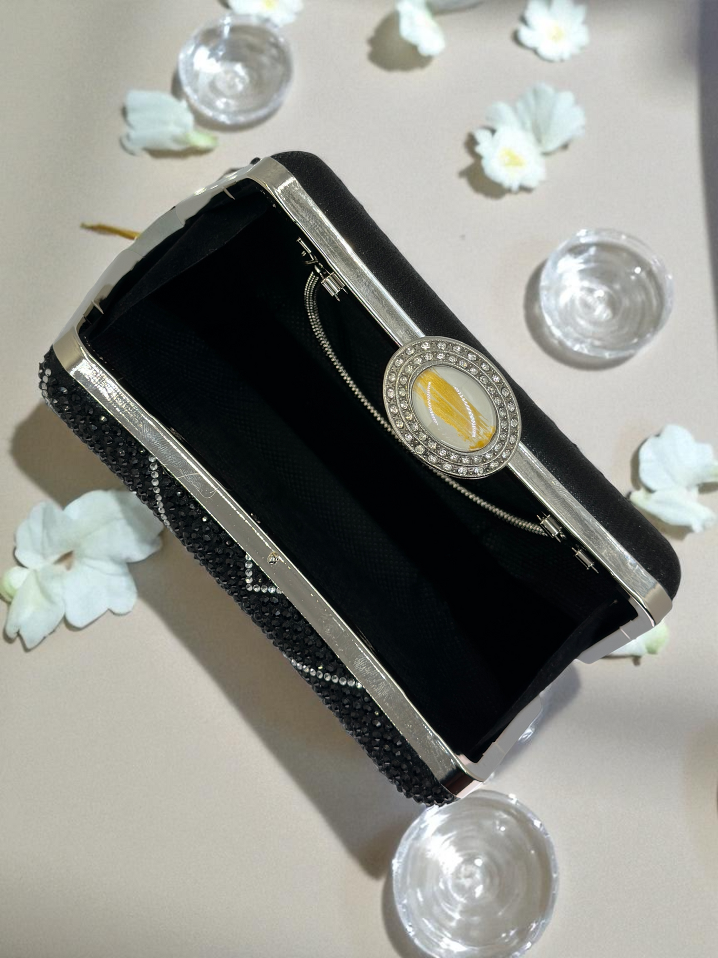 Lüks Kristal İnci Detaylı Abiye Çanta | Düğün ve Gece Clutch