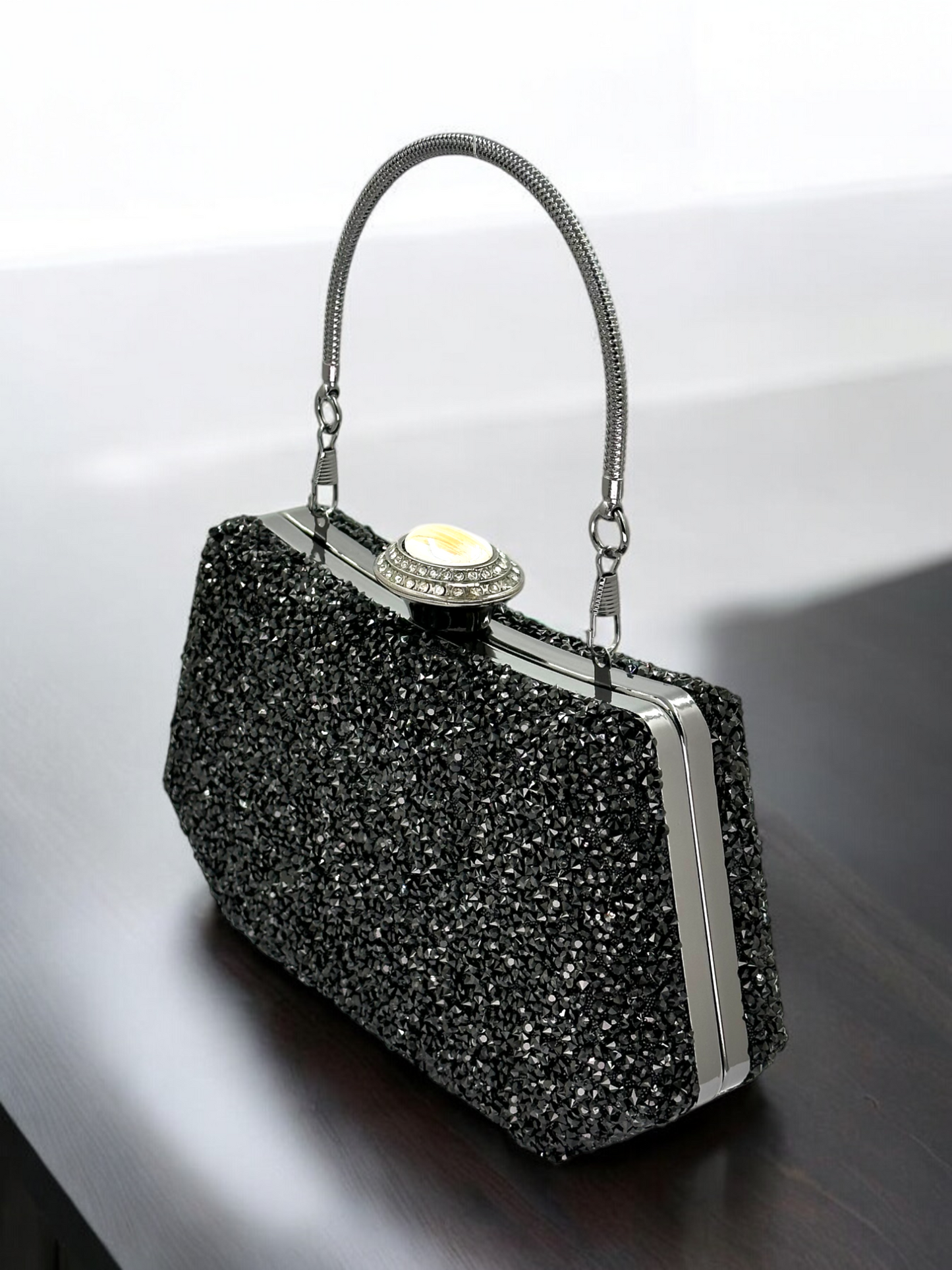 Konik Taşlı İncili Abiye Çanta - Lüks Gece ve Düğün Clutch