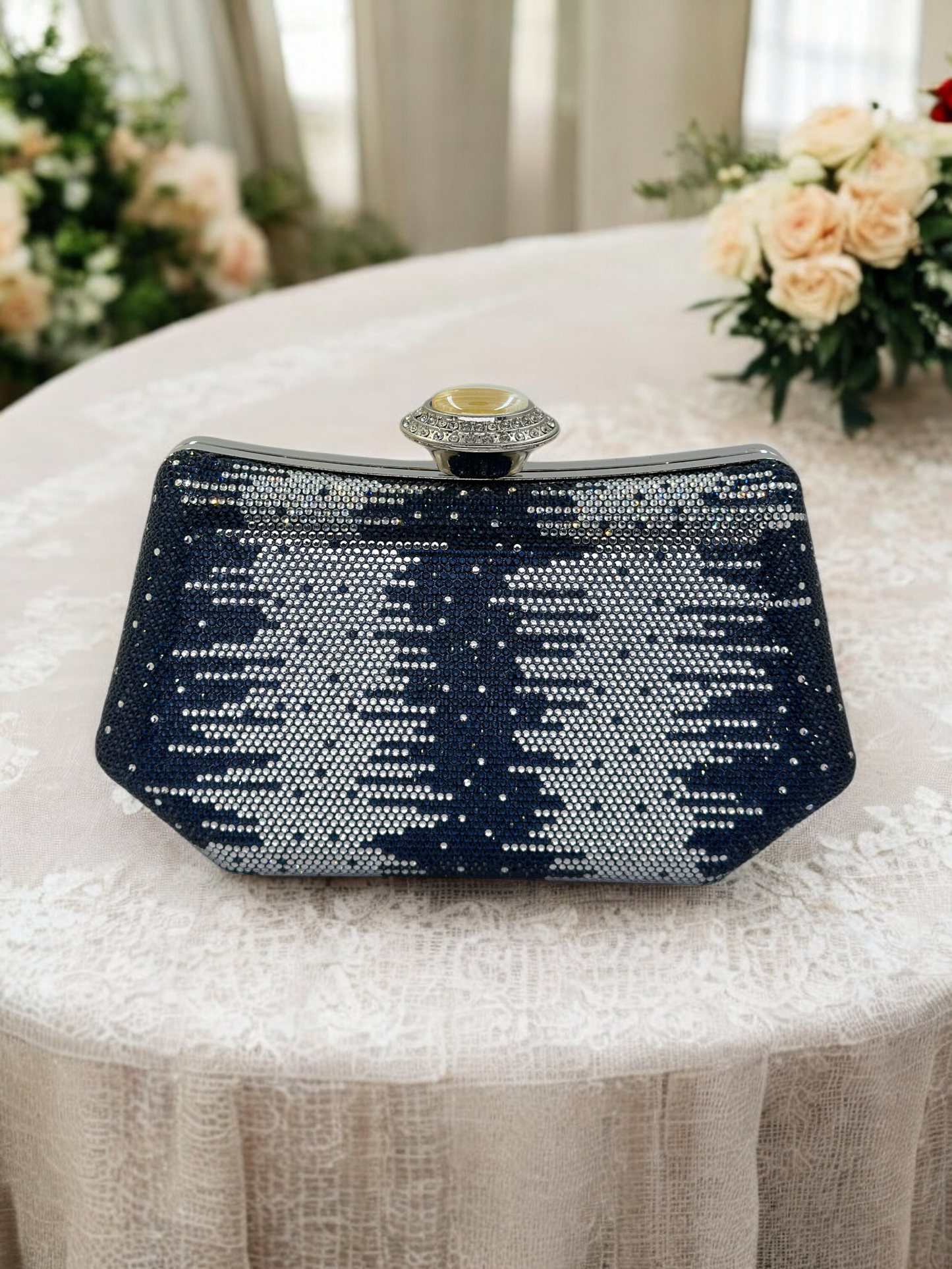 İnci ve Kristal Taşlı Lüks Abiye Çanta | Düğün Gece Clutch