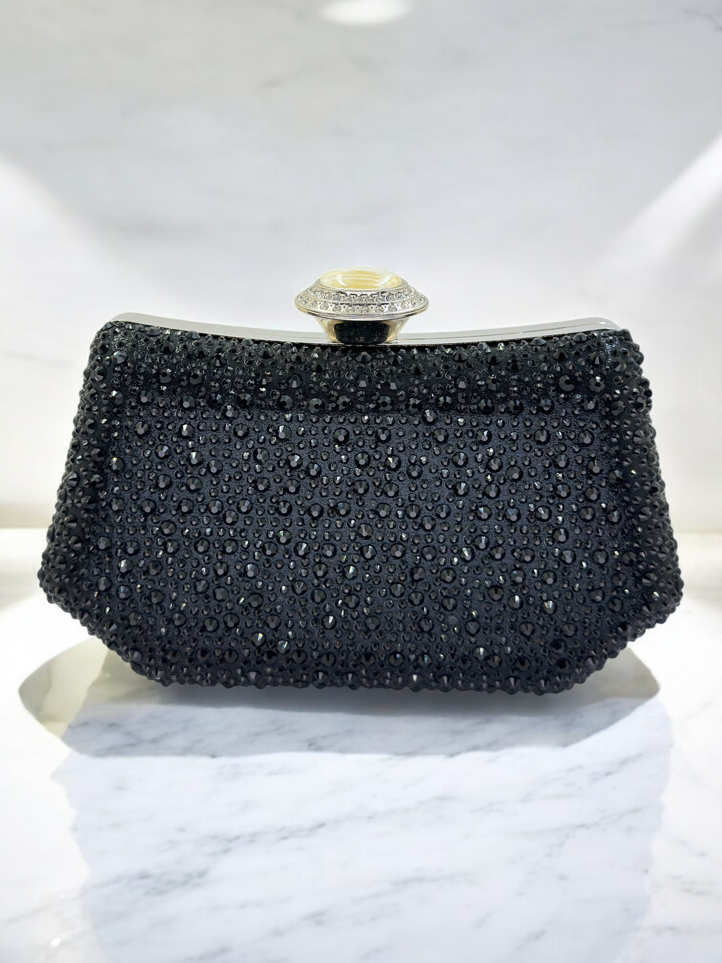 Lüks Kristal ve İnci Gece Çantası Clutch