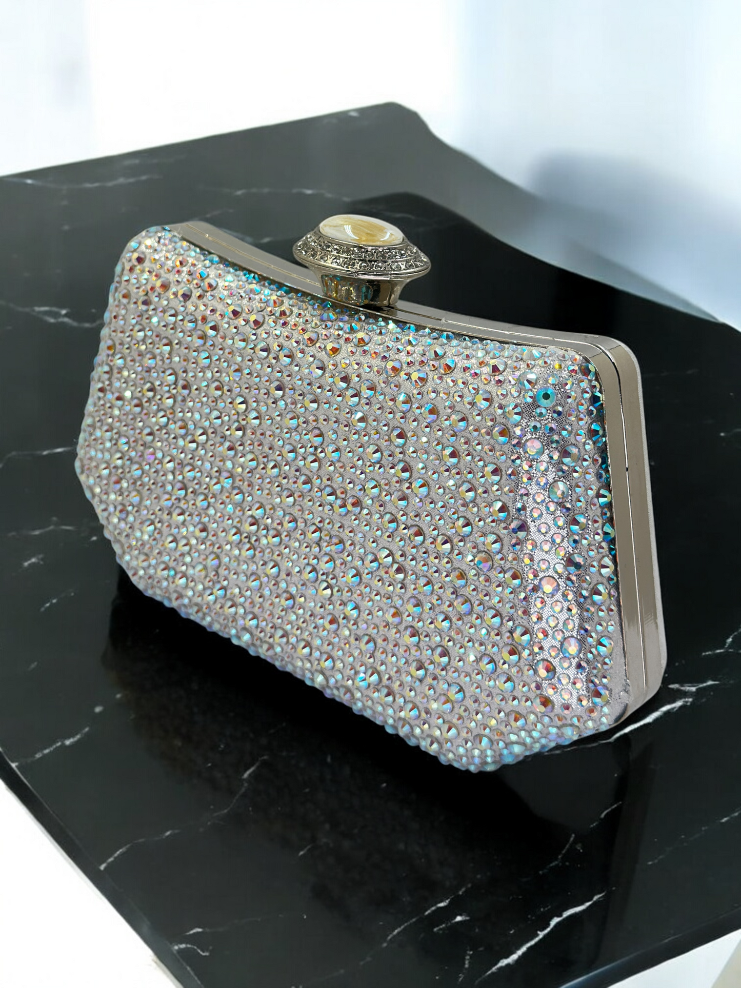 Lüks Kristal ve İnci Gece Çantası Clutch