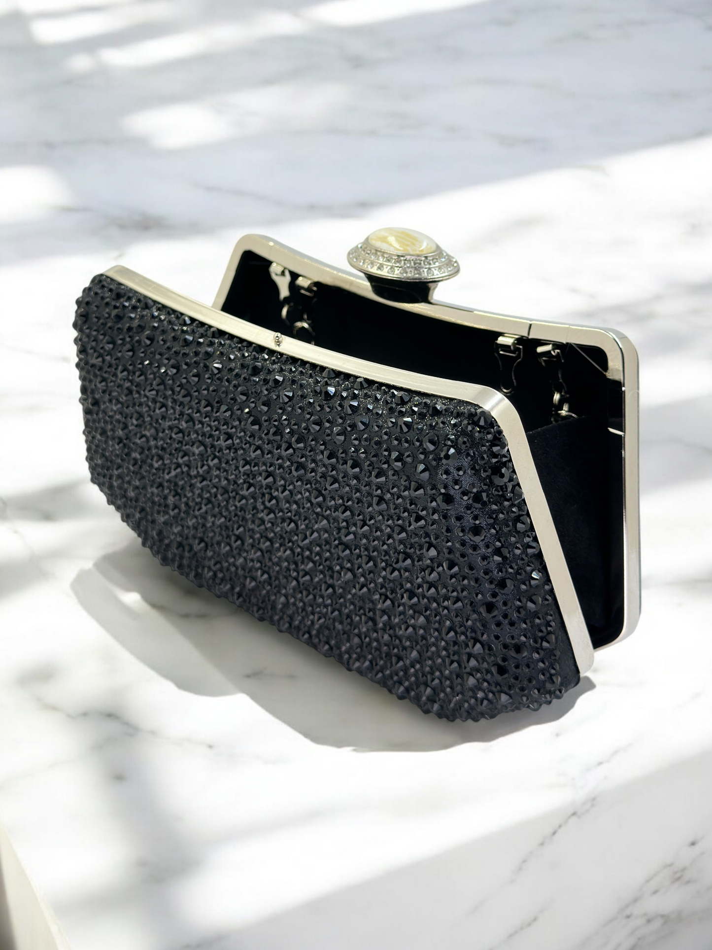 Lüks Kristal ve İnci Gece Çantası Clutch