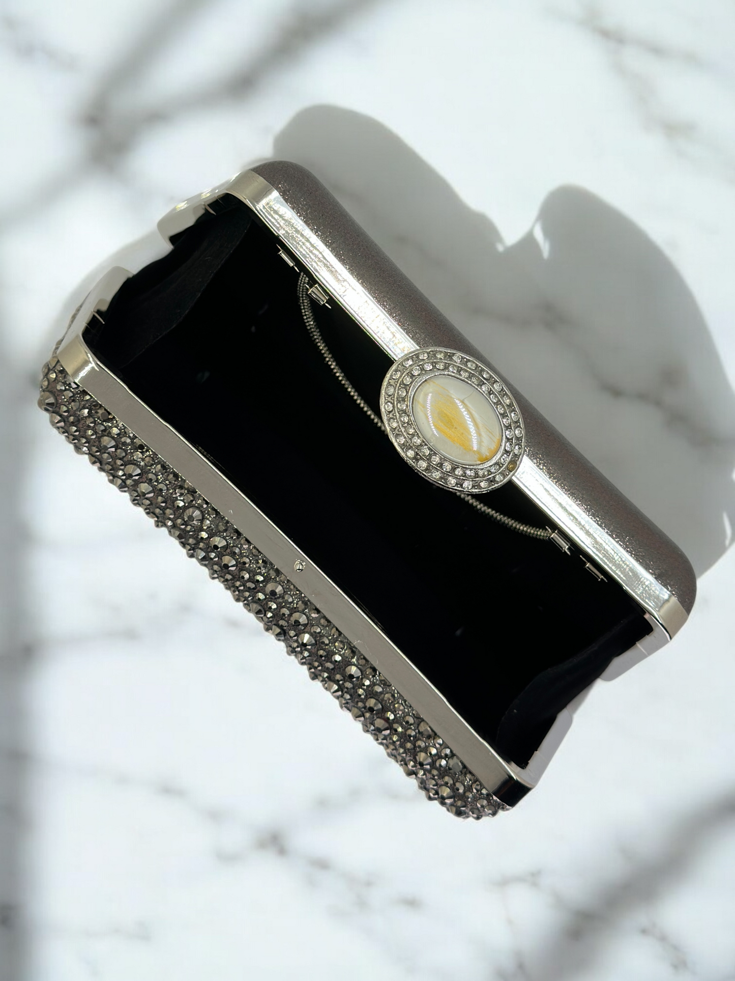 Lüks Kristal ve İnci Gece Çantası Clutch